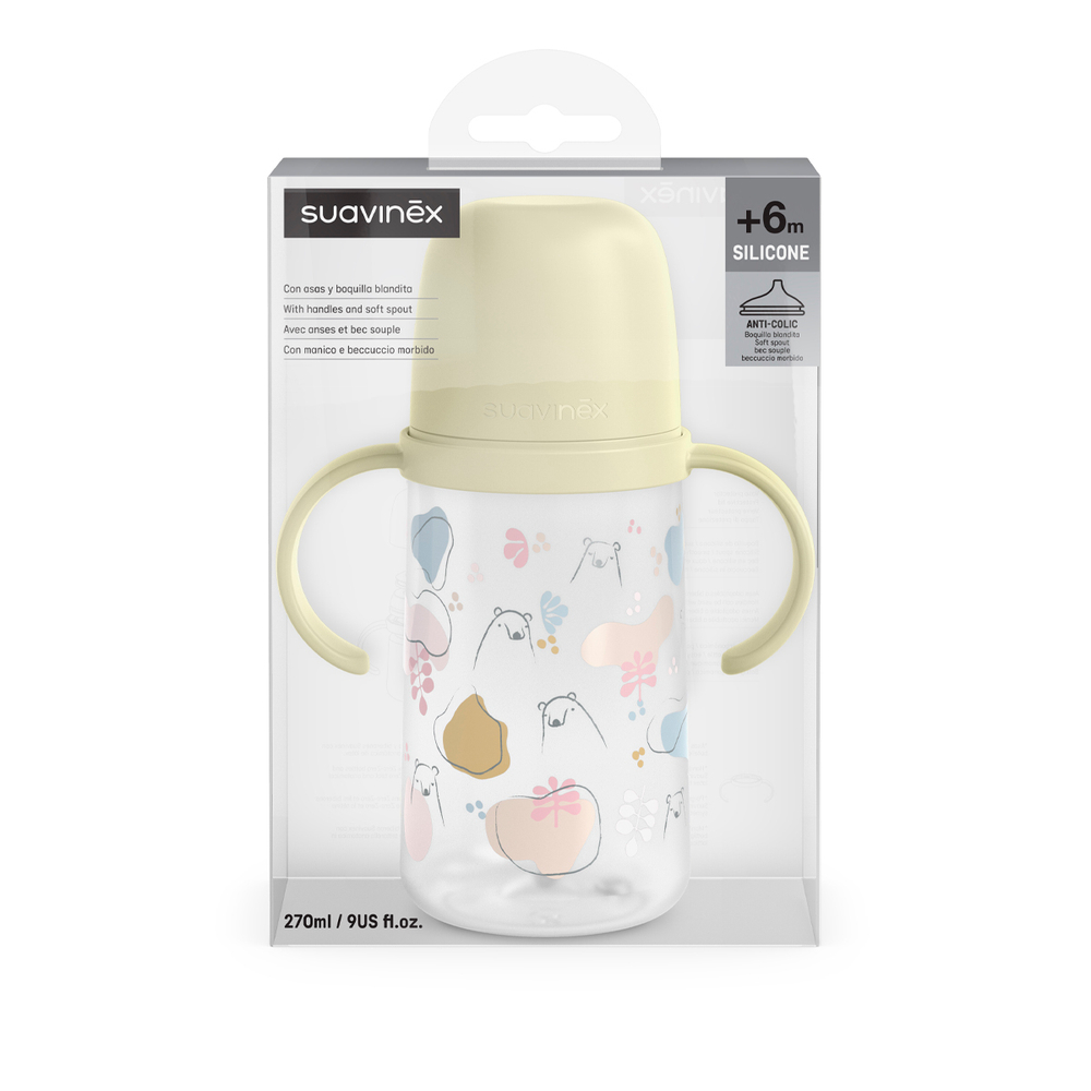 Бутылочка-поильник c ручками Suavinex Bear светло-золотистый 270 мл, 6+ мес