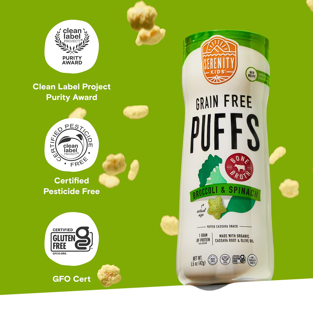 Serenity Kids, Слойки без злаков, брокколи и шпинат, 42 г (1,5 унции)
