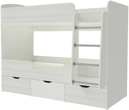 Кровать двухъярусная КарИВи Малыш Двойняшка 80х180 Белый  Белое Дерево