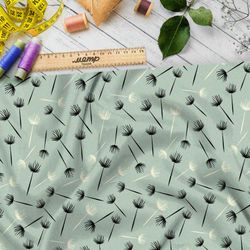 Ткань шифон пустые одуванчики на зелёном фоне