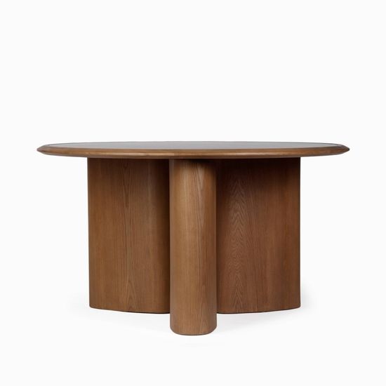 Круглый обеденный стол Harvy диаметр 135 ясень и натуральный черный камень 