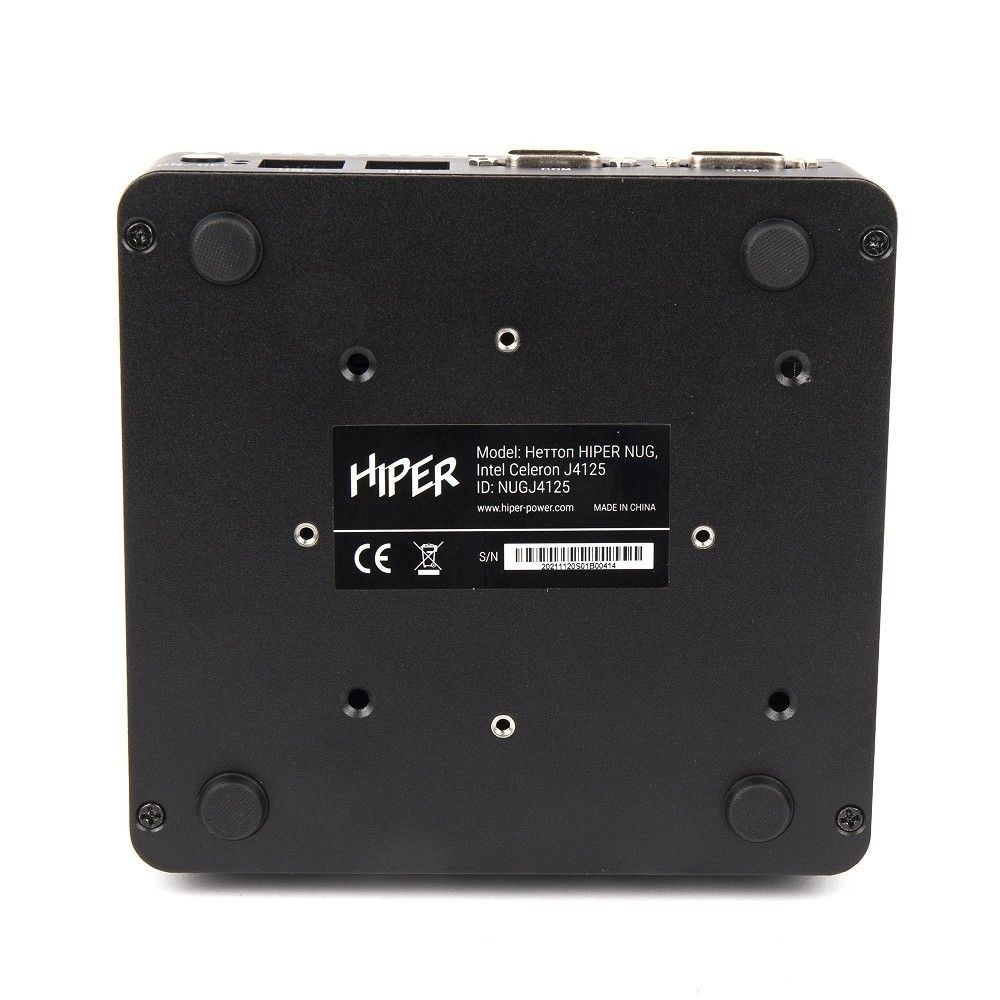 Hiper NUGJ4125 Nettop HIPER NUG, Intel Celeron J4125, 1*DDR4 SODIMM, Intel UHD 600 (VGA + HDMI), 2*USB2.0, 2*USB3.0, 2*COM, 2*LAN, 1*2.5HDD, WiFi, VESA