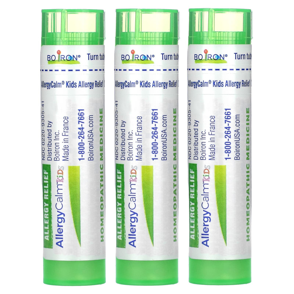 Boiron, AllergyCalm Kids, для детей от 2 лет, 3 тюбика, 80 гранул в каждом