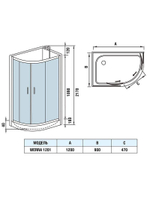 Душевая кабина WeltWasser  WW500 WERRA 1201 R 120х90 см,  прозрачное стекло, поддон низкий, правосторонняя