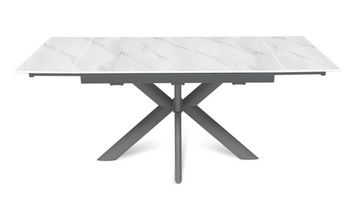 Стол "СТРОНГ" 120-180, керамика Snow Mountain матовая, опоры черный муар