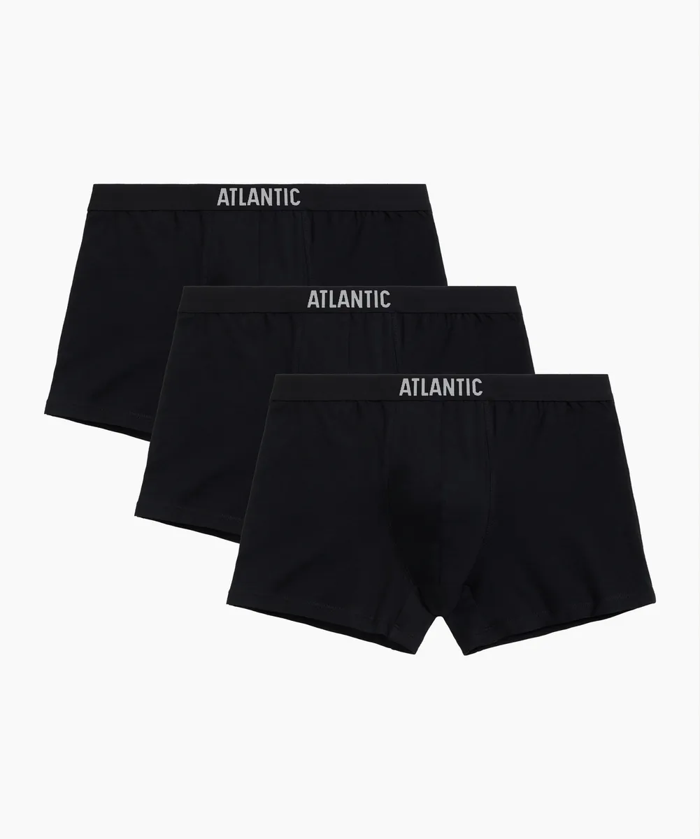 Мужские трусы шорты Atlantic, набор из 3 шт., хлопок, черные, 3MH-011
