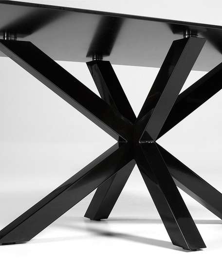 Стол Argo 200x100 см, черное стекло, черные ножки