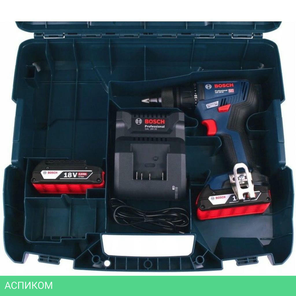 Дрель-шуруповерт Bosch GSR 18V-50 Professional с 2-мя АКБ, кейс (06019H5000)