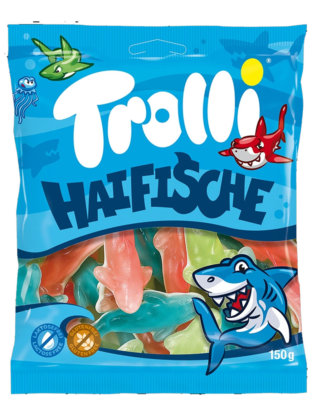 Немецкий мармелад Trolli Haifische "Акулы"150 г., со вкусами малины и тутти-фрутти