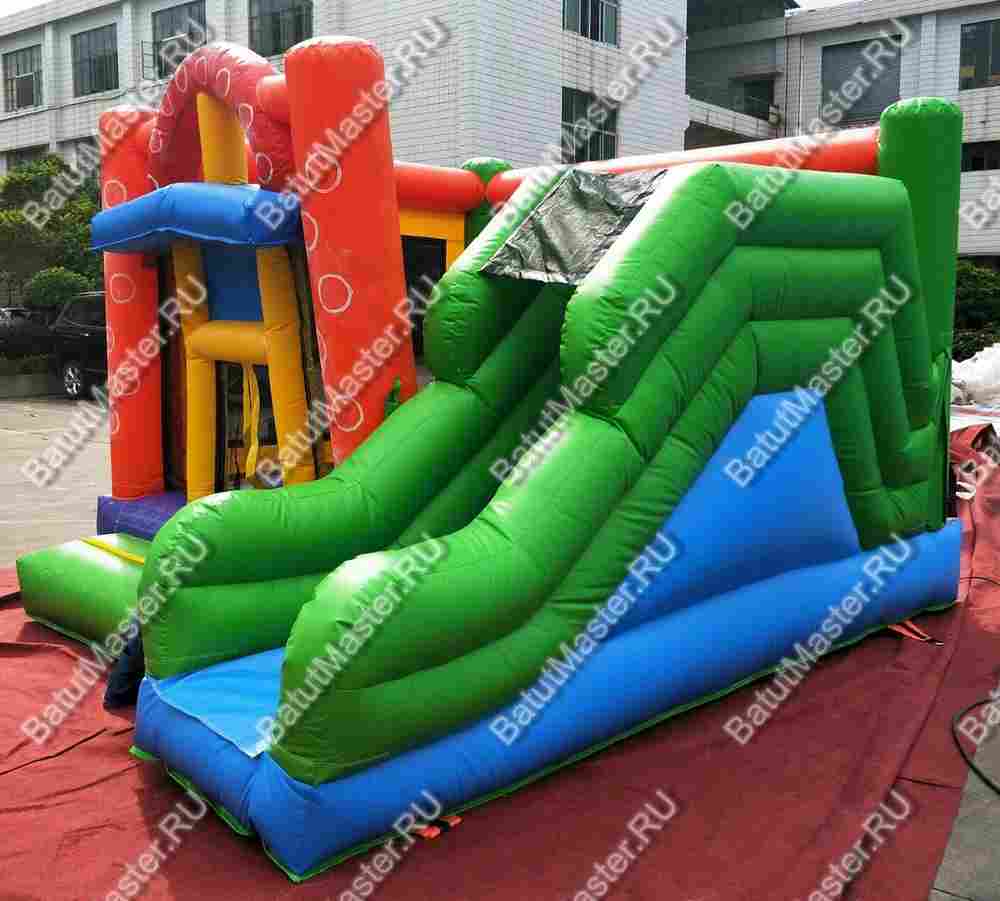 Детский надувной батут "Радужный домик" 4*3,5*2,7 м