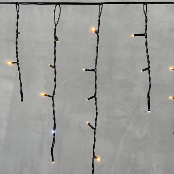 Светодиодная бахрома 3,1*0,5 м., 150 экстра теплых белых LED ламп, мерцание, черный провод ПВХ, LTC (PIL150BLW-11-2EWW)