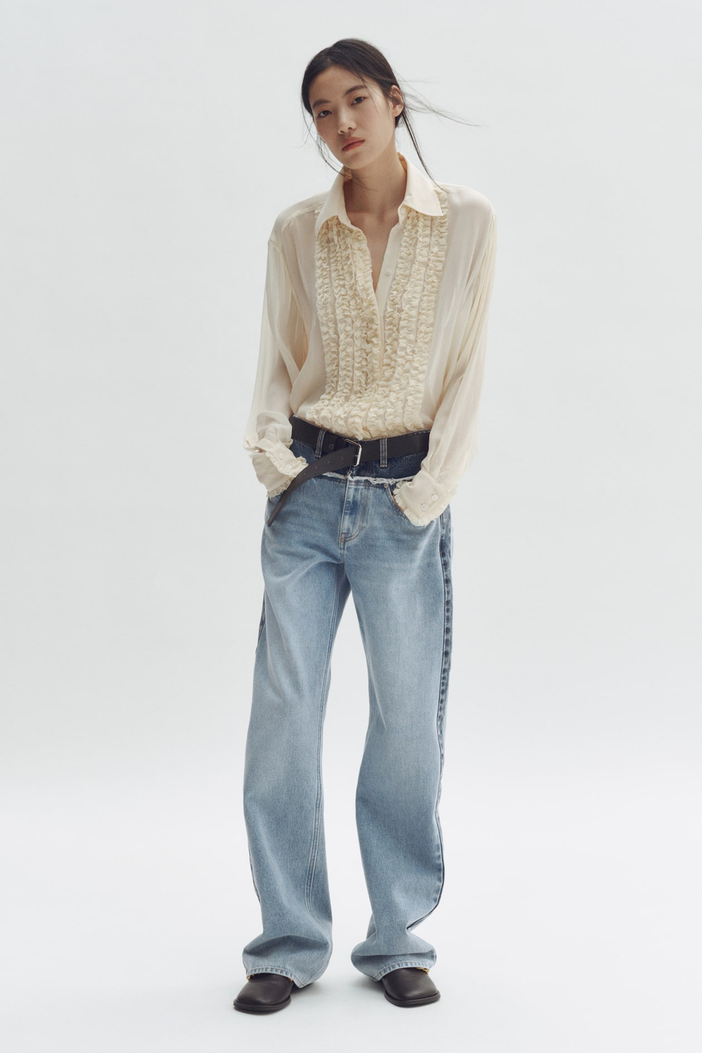 H&M - Stella McCartney Двухцветные джинсы прямого кроя, светло-голубой