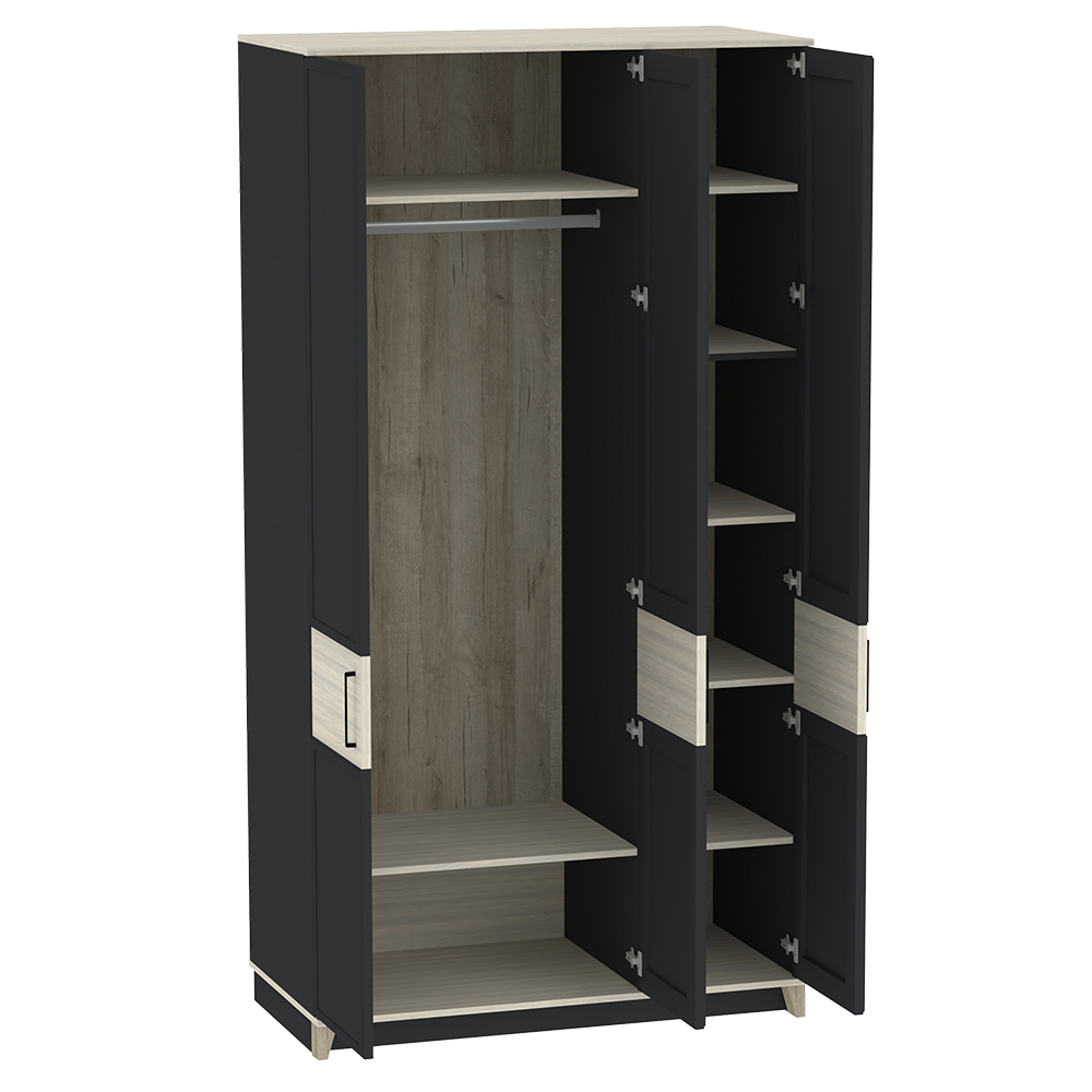 Шкаф для одежды и белья Аурелио 444, Антрацит, Блеквуд Сатиновый