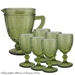 Lenardi 588-435 Набор графин и 6 бокалов 250 мл в под.уп.(х4) Зеленый