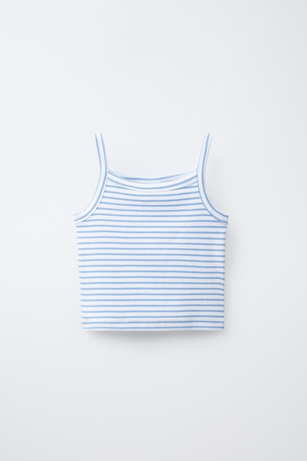 ZARA ТОП ИЗ РИФЛЕНОЙ ТКАНИ В ПОЛОСКУ, НЕБЕСНО-ГОЛУБОЙ