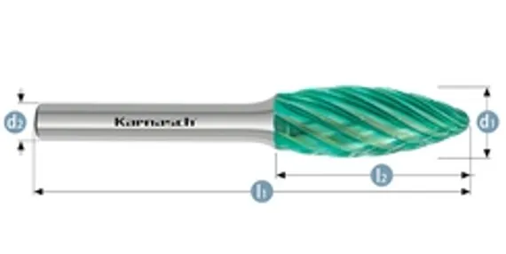 Борфреза твердосплавная Karnasch форма M, 12DINх26х6х71 мм, насечка HP-3 PRO, без покрытия, арт. 11.4099-040