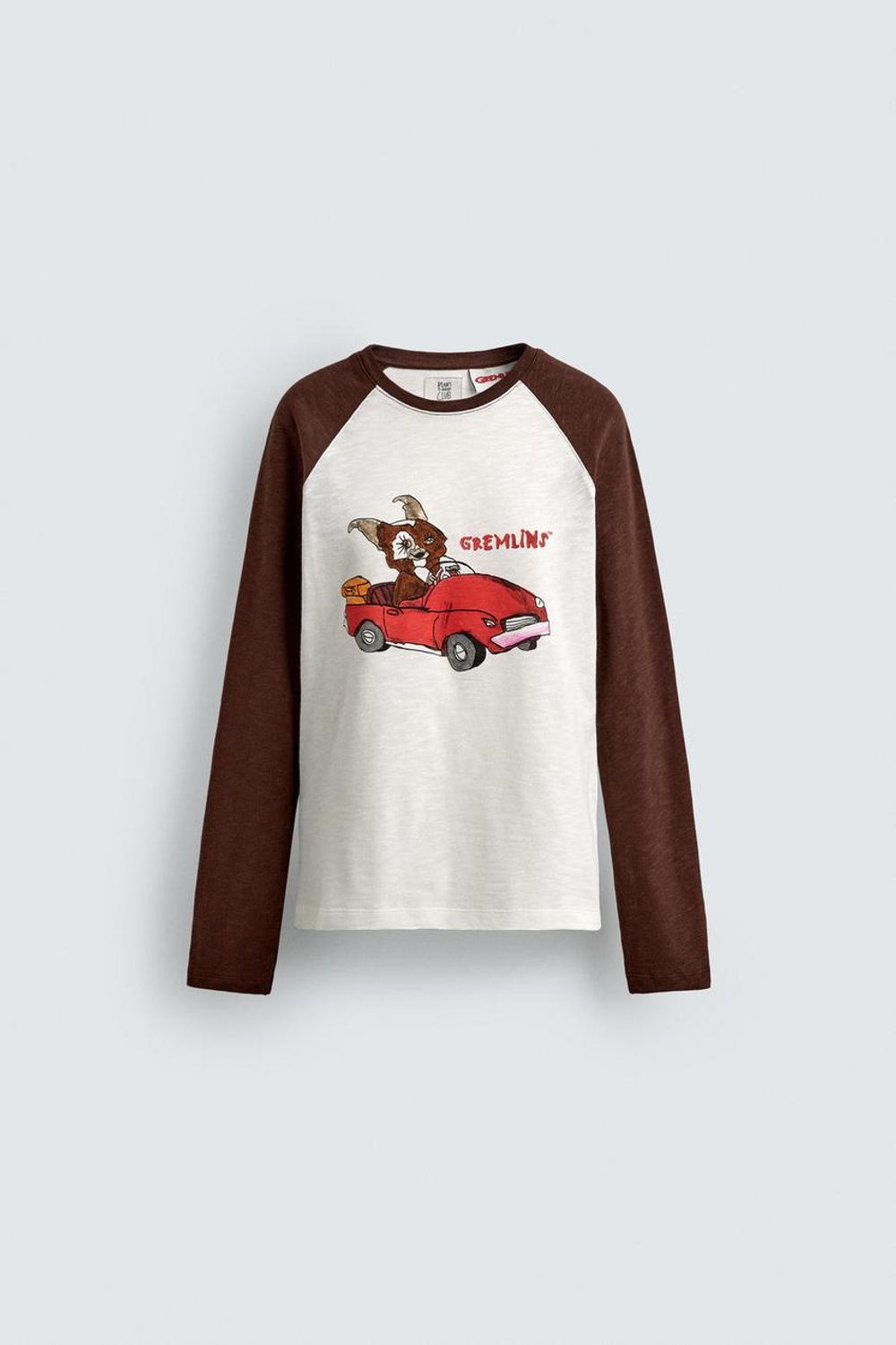 ZARA X DYLAN´S T-SHIRT CLUB ФУТБОЛКА ИЗ ХЛОПКА С ИЛЛЮСТРАЦИЕЙ GREMLINS™ & ©, КОРИЧНЕВЫЙ/БЕЛЫЙ