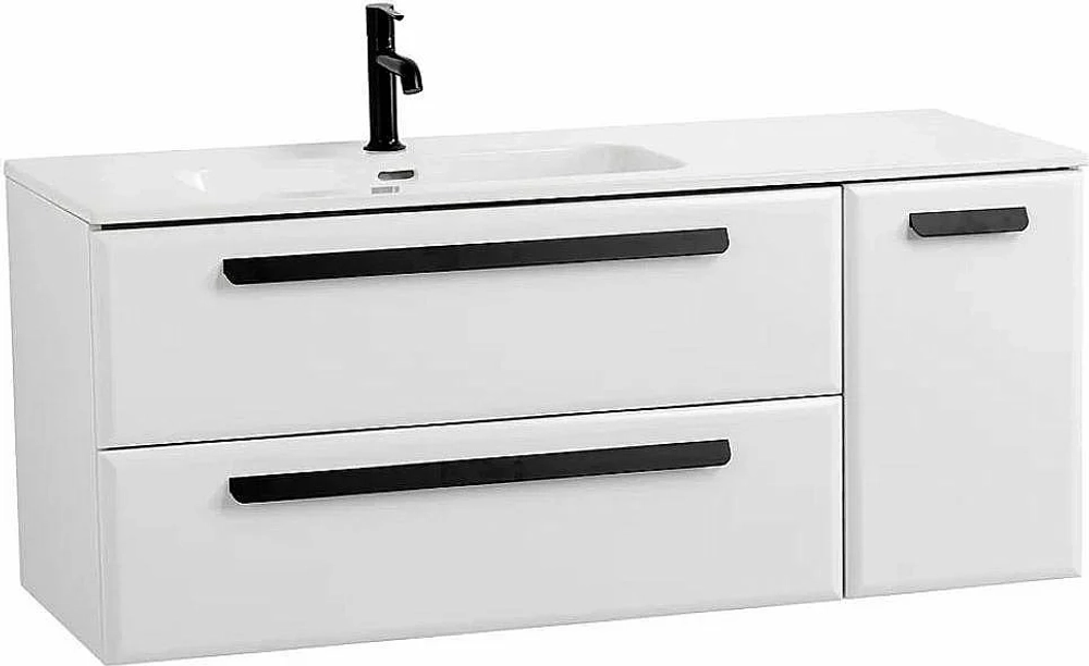 Тумба с раковиной Cezares ECO-CER-N 120 ECO-CER-N-1200-2C-1A-SO-BL белая глянцевая