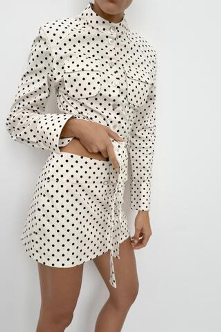 ZARA ЮБКА-ШОРТЫ С РЕМНЕМ, БЕЛЫЙ/ЧЕРНЫЙ