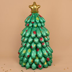 Шар 3D (51''/130 см) Фигура, Новогодняя елка, Кремовый, Сатин, 1 шт. в уп.