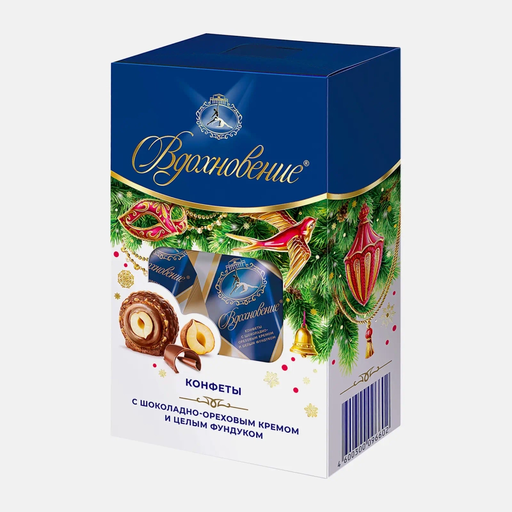 Конфеты Вдохновение шоколадно-ореховый крем и цельный фундук 112г