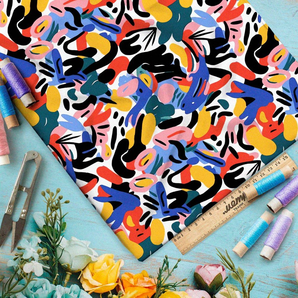 Ткань премиум габардин абстрактные волнения энергии