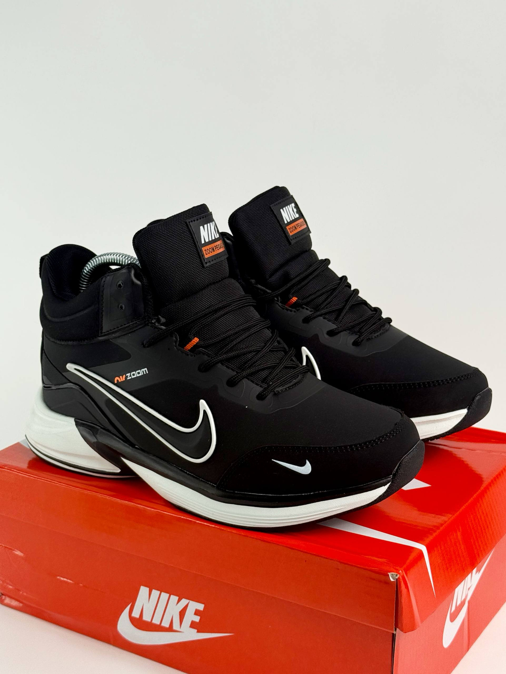 Кроссовки Nike с мехом #B72 (черн.-бел.)