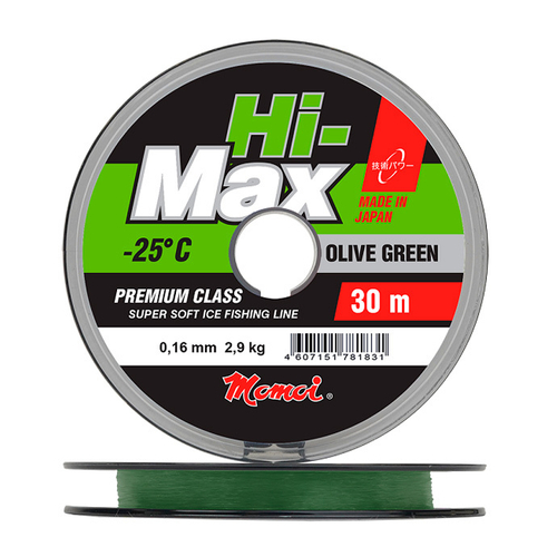 Леска Hi-Max Olive Green 0,16 мм., 2,9 кг, 30 м, зеленая