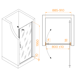 Душевая дверь RGW LE-003B (Прозрачное, 900)