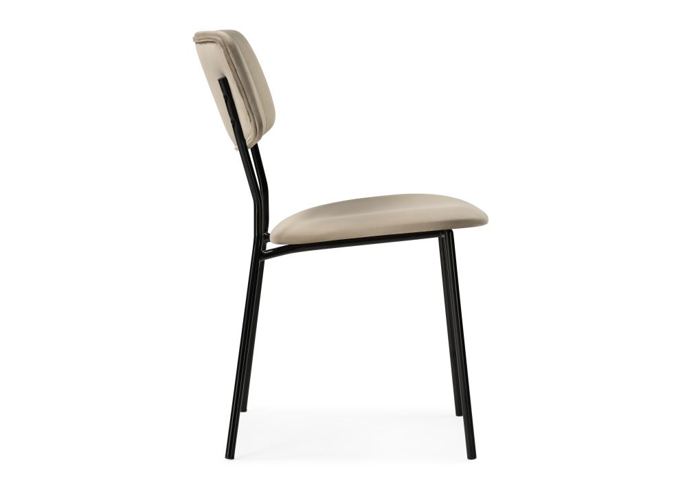Стул на металлокаркасе Фиер серо-бежевый / черный глянец