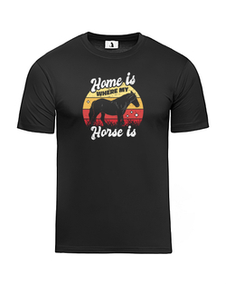 Футболка с лошадью Home is where my horse unisex черная