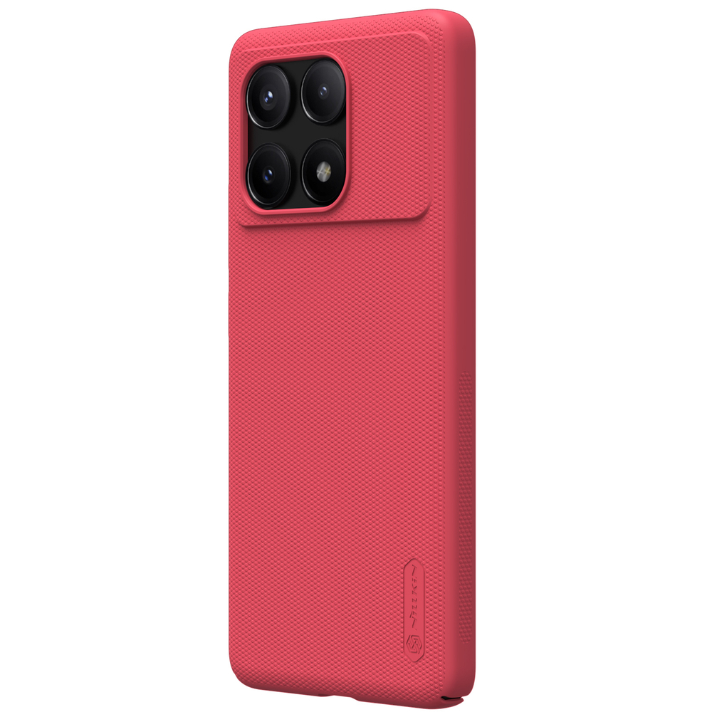 Тонкий жесткий чехол красного цвета (Bright Red) от Nillkin для Xiaomi Poco X6 Pro 5G и Redmi K70E, серия Super Frosted Shield