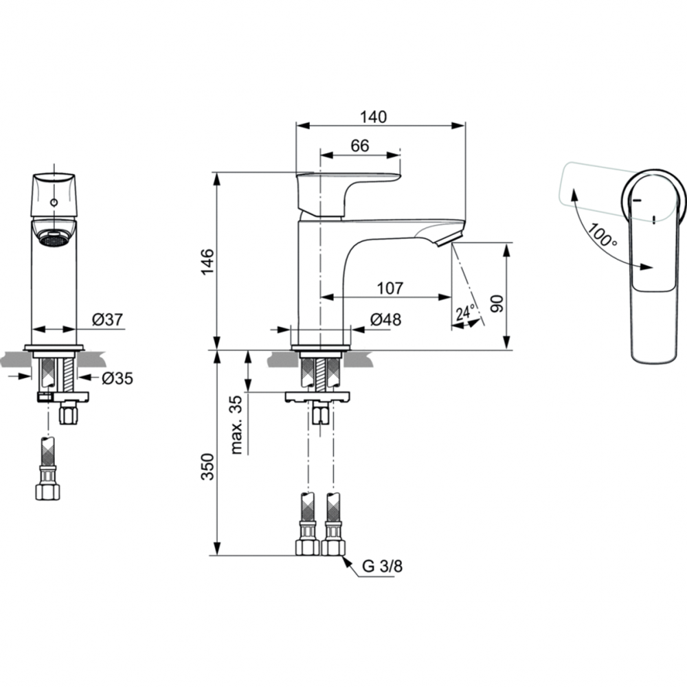 Смеситель Ideal Standard  CONNECT AIR A7011AA для умывальника