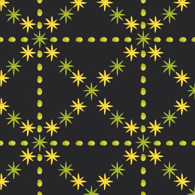 Звезды и бусины орнамент на темном фоне