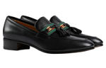 GUCCI Interlocking Collection Leather Block Heel Loafers 3.5cm Men"s