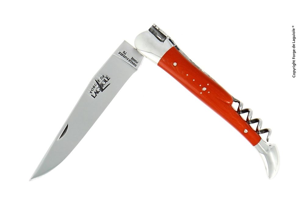 Folding knife, 12 cm blade, 2 pices (blade + corkscrew), 2 s/s bolsters, shiny finish, Orange compre