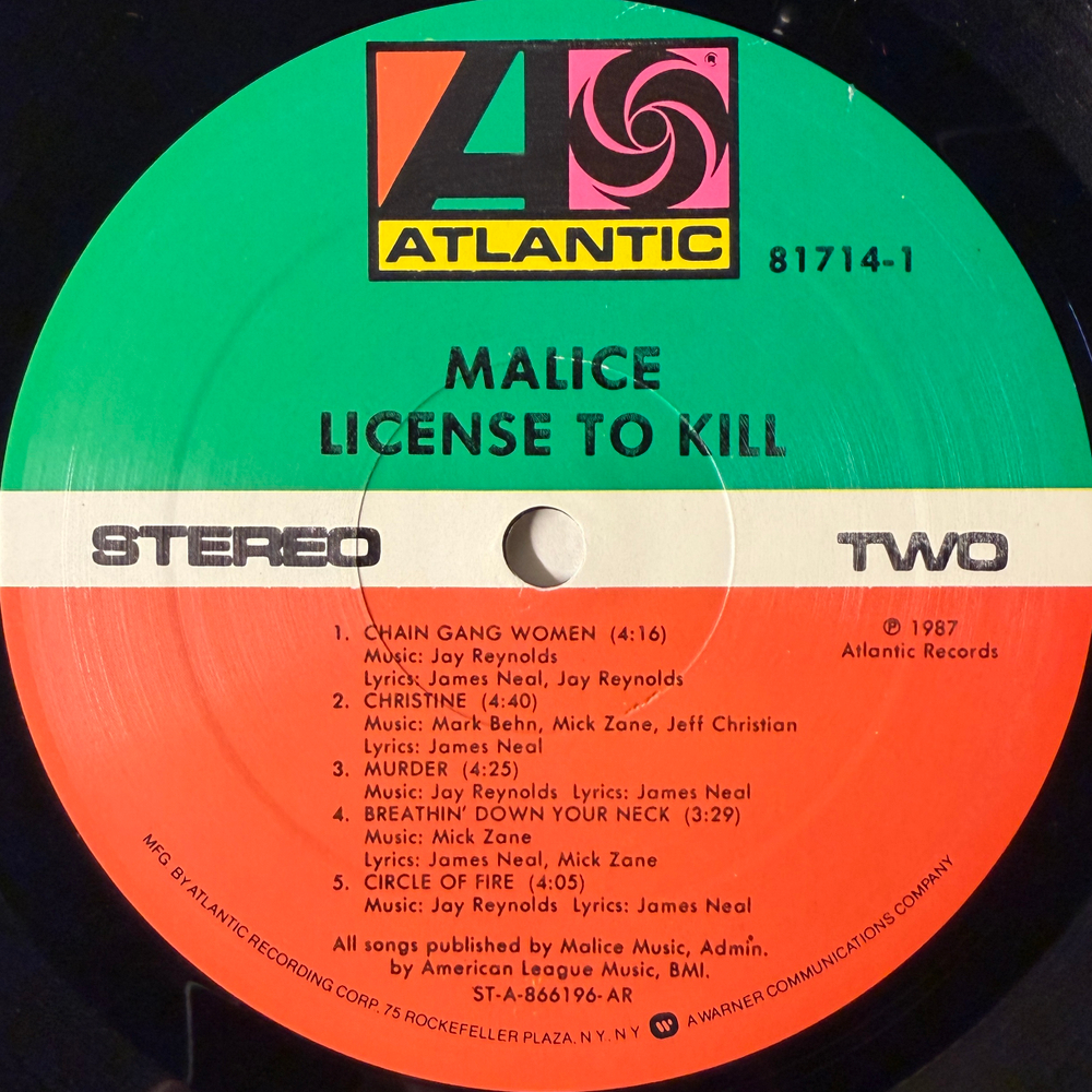 Malice ‎– License To Kill (США 1987г.) Т