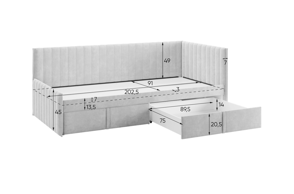 Кровать тахта с ящиком Твикс 900*2000 (велюр) МФ Мебельсон, г. Ижевск