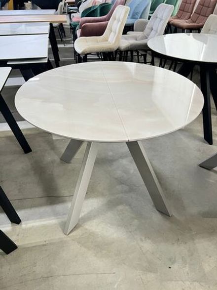 Стол М-City DISAUR Бонжур 100 Оникс Бежевый, стекло, Латте каркас