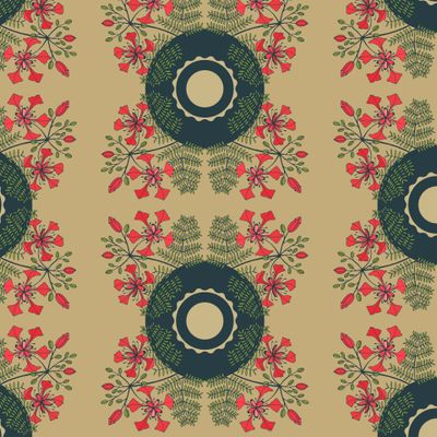 Fire tree flowers seamless pattern.