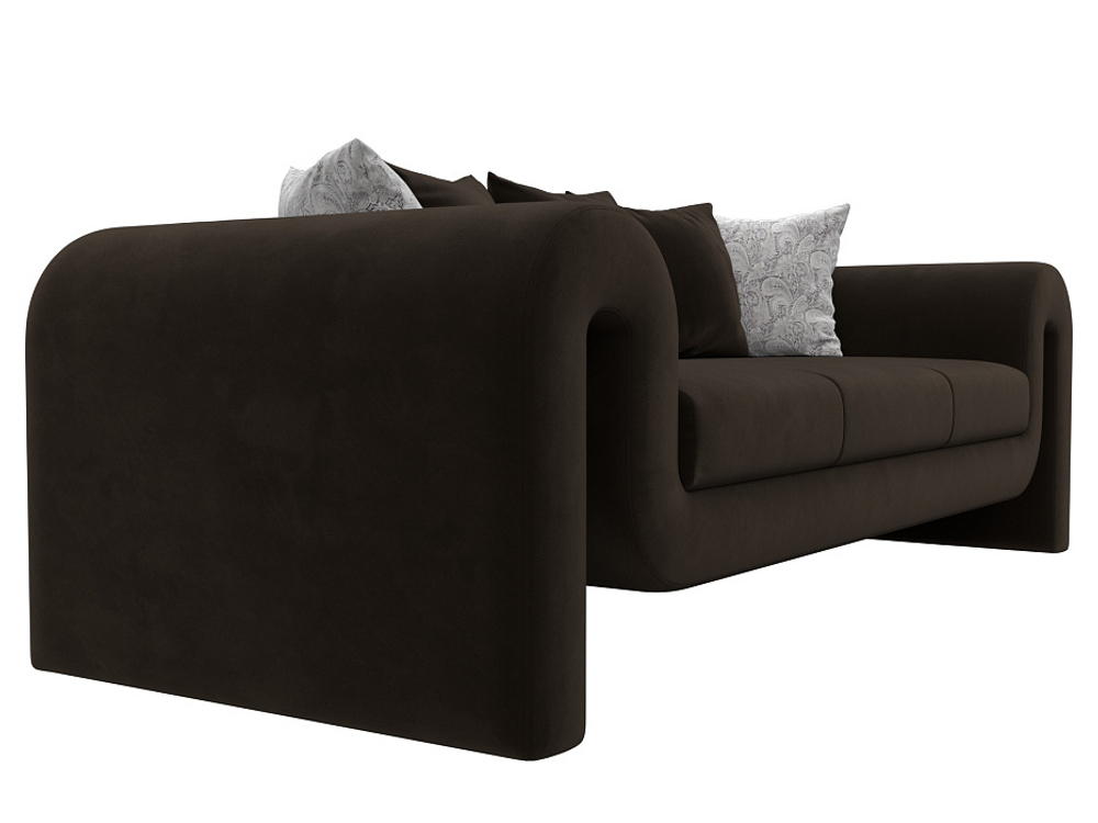 Диван прямой Волна, коричневый/серый, Микровельвет\Велюр, 115619