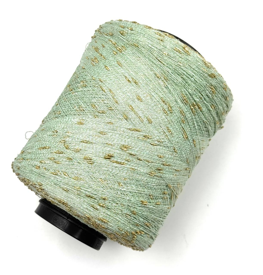 Люрексовые шишибрики на хлопке, 1000 м в 100 г, золотой шалфей