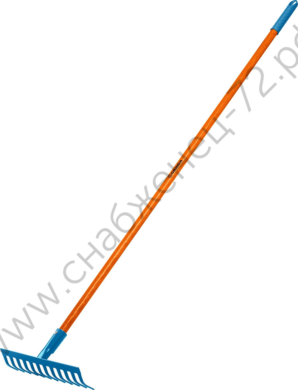 GRINDA PR-12S FIBER, 310 х 80 х 1500 мм, 12 прямых зубцов, углеродистая сталь, фибергласовый черенок, садовые грабли, PROLine (39652)