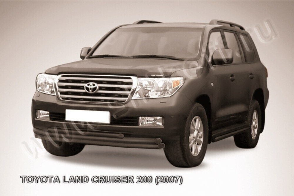 Защита переднего бампера Toyota Land Cruiser 200 (2007-2012) d57+d57+d42 черная