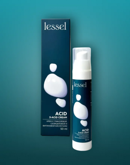 LESSEL ACID 3-ACID CREAM (КРЕМ С ГЛИКОЛЕВОЙ, САЛИЦИЛОВОЙ И ФИТИНОВОЙ КИСЛОТАМИ), 50 мл