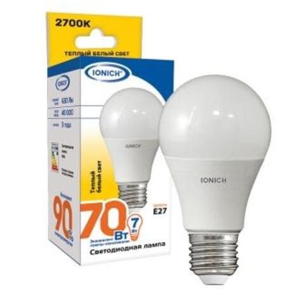 Лампа светодиодная IONICH A55 7Вт 2700К Е27