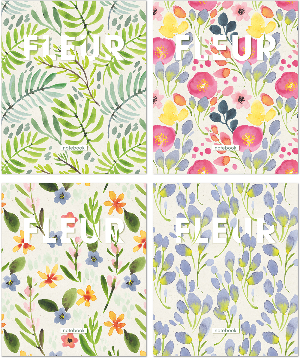 Тетрадь общая 48 листов на скрепке "FLEUR"