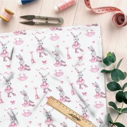 Ткань мембрана зайка в розовом платье