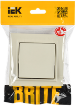 BRITE Выключатель 1-клавишный 10А в сборе ВСР10-1-0-БрКр бежевый IEK