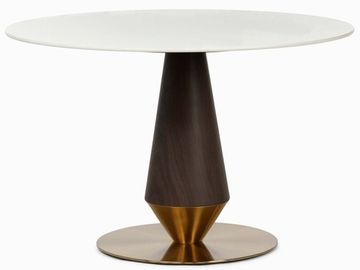 Обеденный стол New Island диаметр 120 столешница камень, ножка дерево и сталь